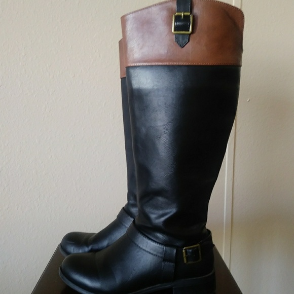 Solanz Shoes - Black and Tan Riding Boots